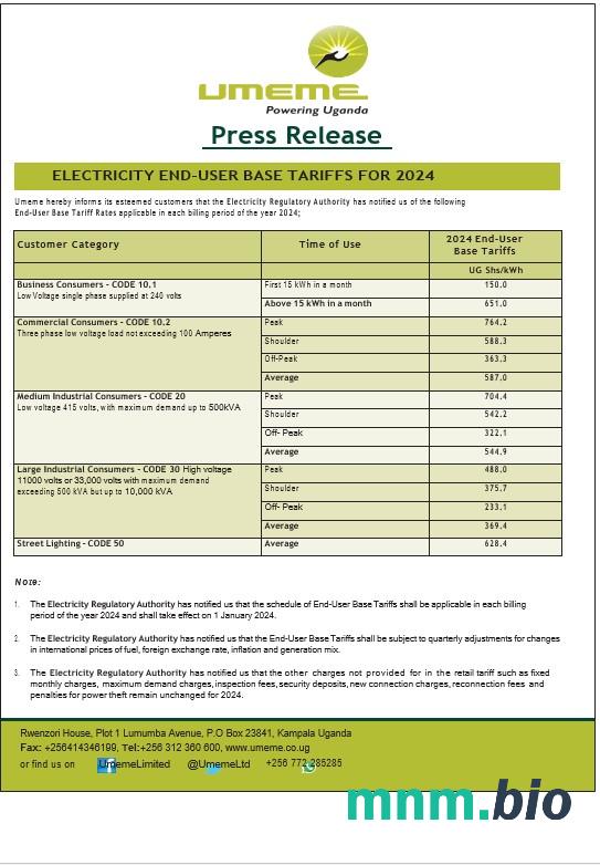 Uganda UMEME rachunek za usługi komunalne Word i szablon PDF